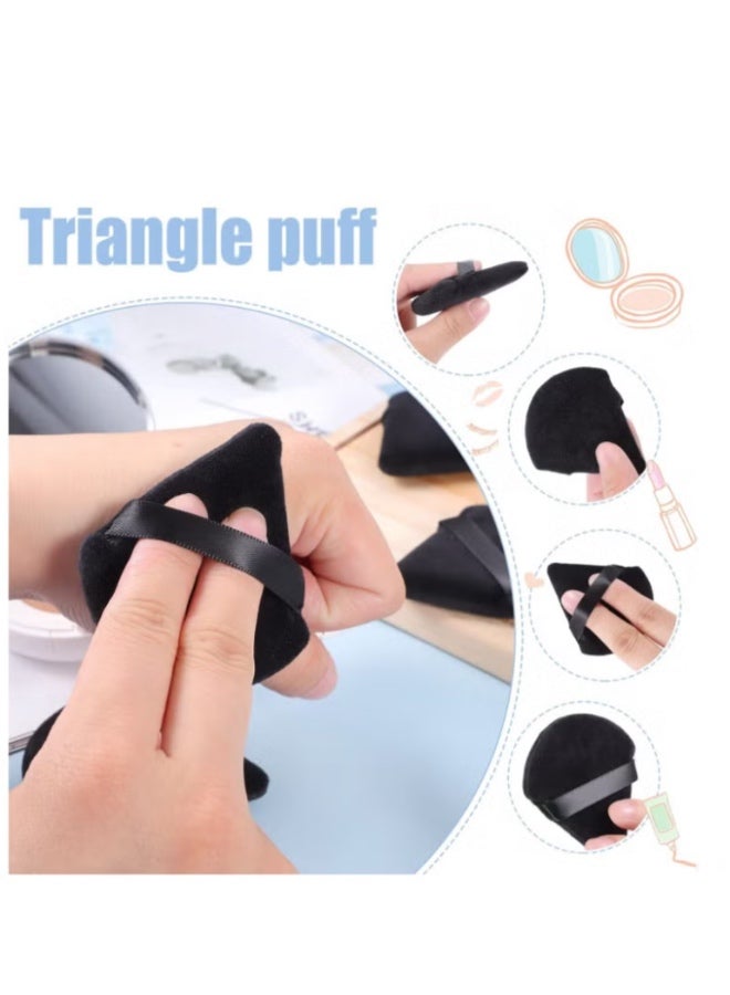 House of Aetheria ae 2 PCS Triangle Black Powder Puffs Face Cosmetic Powder Puff Washable Reusable Soft Plush Powder Makeup Sponge - Image 4